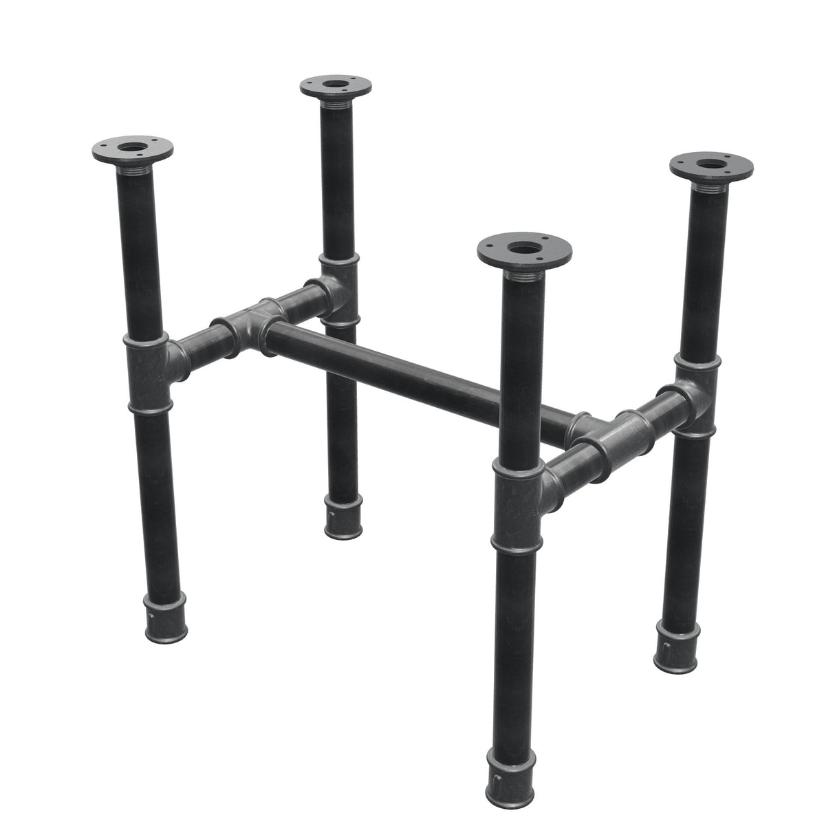 Onderstel voor salontafel, H-frame, gietijzer en staal Ø 34 mm, 52 × 36 cm, hoogte 52 cm