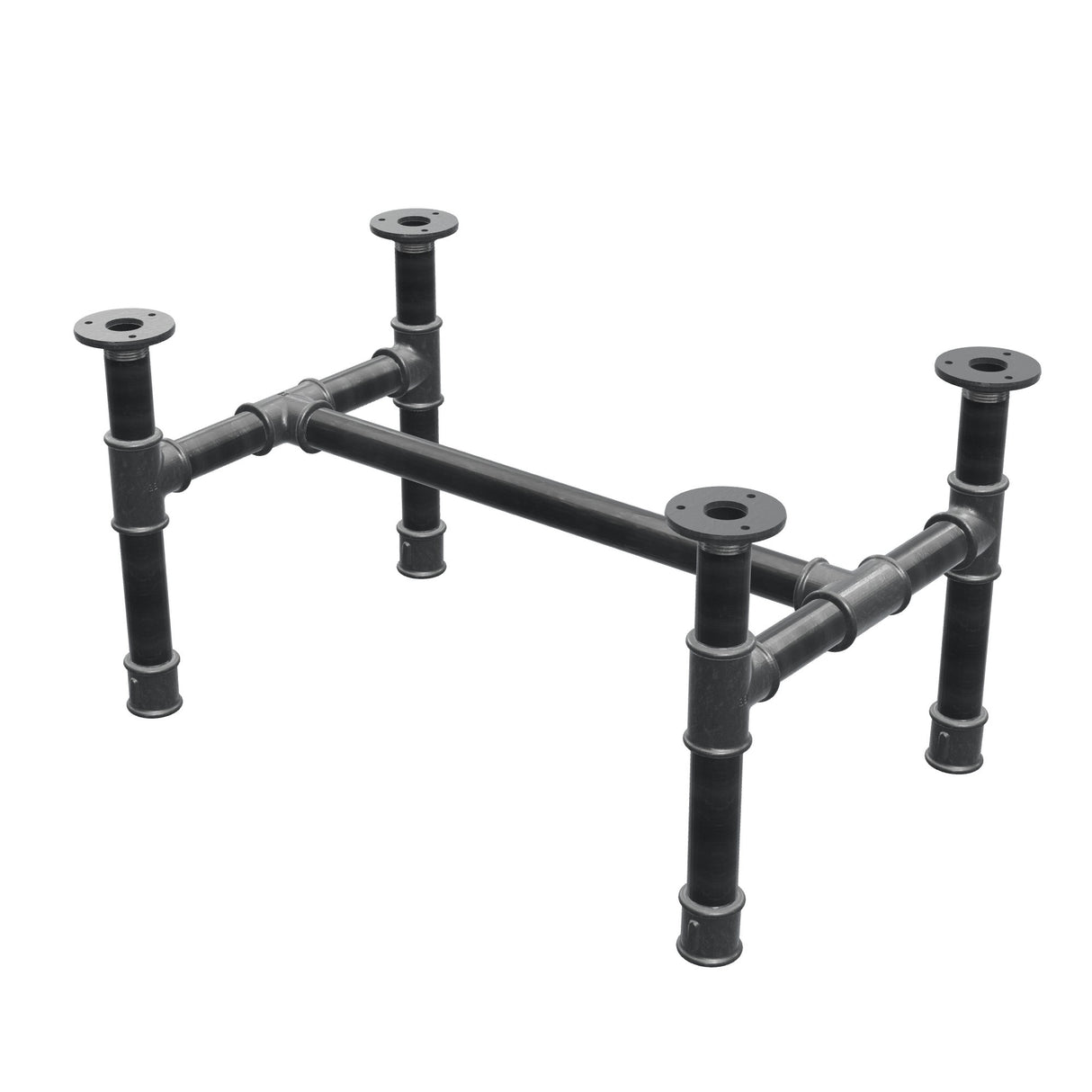 Onderstel voor salontafel, H-frame, gietijzer en staal Ø 34 mm, 62 × 40 cm, hoogte 32 cm