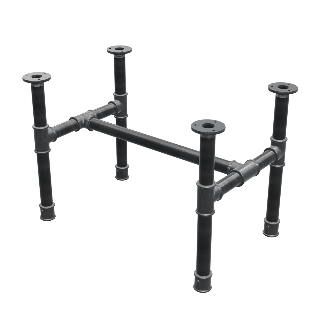 Onderstel voor salontafel, H-frame, gietijzer en staal Ø 34 mm, 62 × 40 cm, hoogte 42 cm