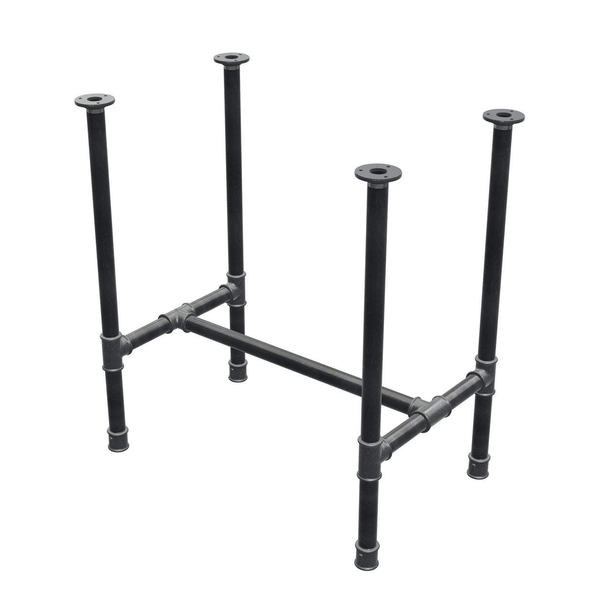 Onderstel voor eettafel, H-frame, gietijzer en staal Ø 34 mm, 72 × 46 cm, hoogte 75 cm