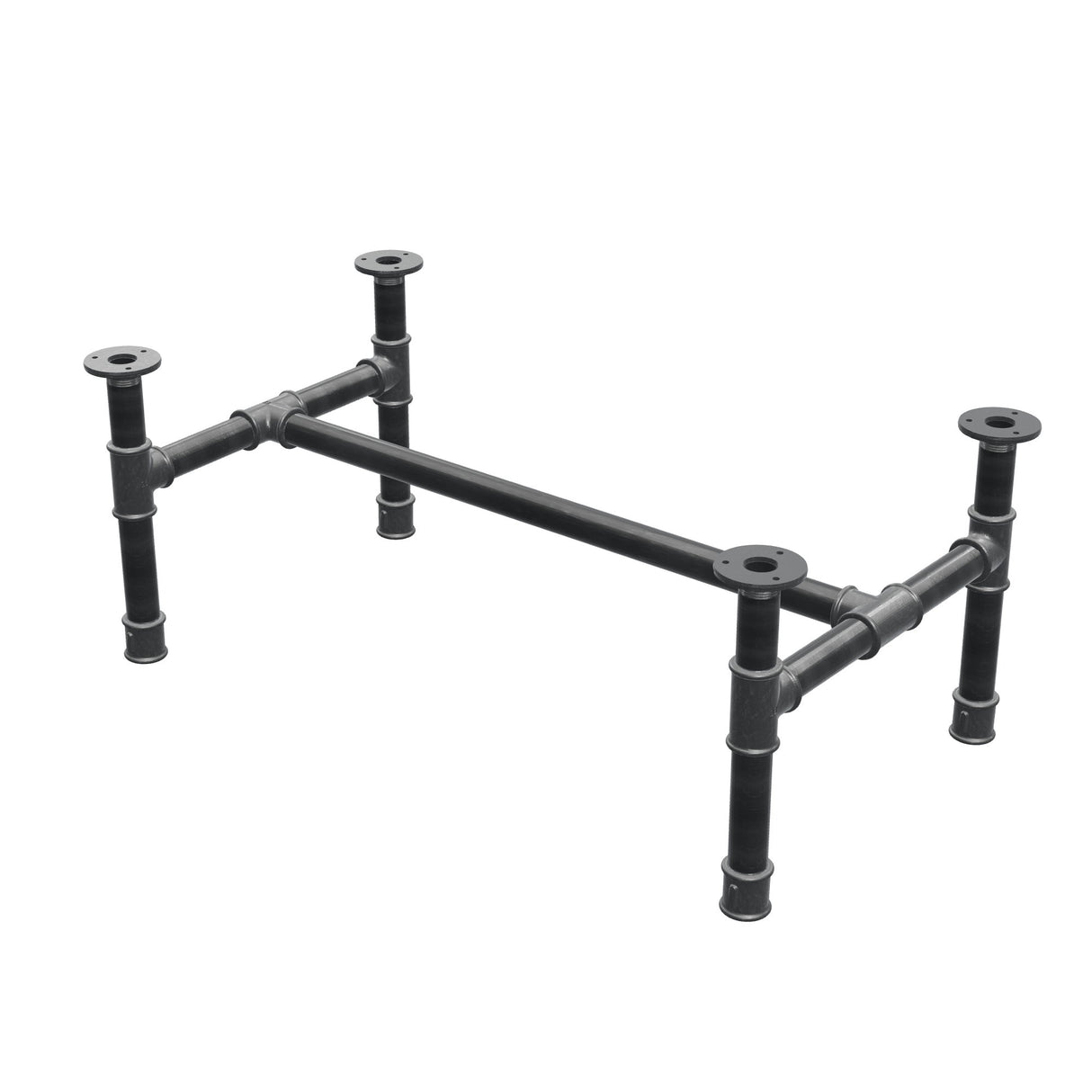 Onderstel voor salontafel, H-frame, gietijzer en staal Ø 34 mm, 82 × 46 cm, hoogte 32 cm