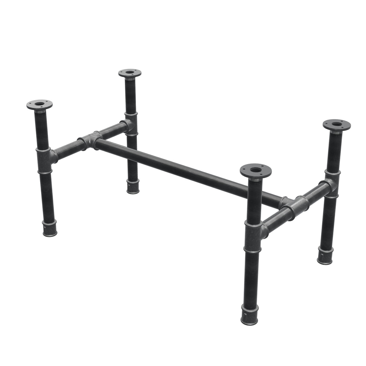 Onderstel voor salontafel, H-frame, gietijzer en staal Ø 34 mm, 82 × 46 cm, hoogte 42 cm