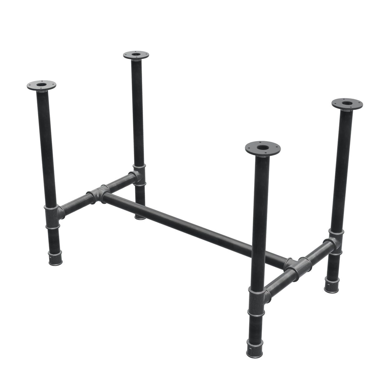Onderstel voor eettafel, H-frame, gietijzer en staal Ø 42 mm, 106 × 61 cm, hoogte 74 cm