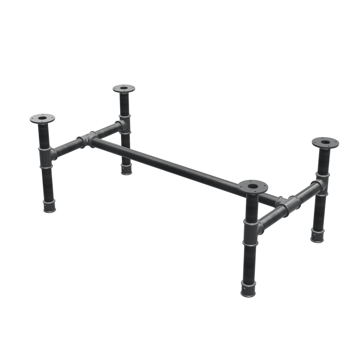 Onderstel voor salontafel, H-frame, gietijzer en staal Ø 42 mm, 116 × 61 cm, hoogte 44 cm