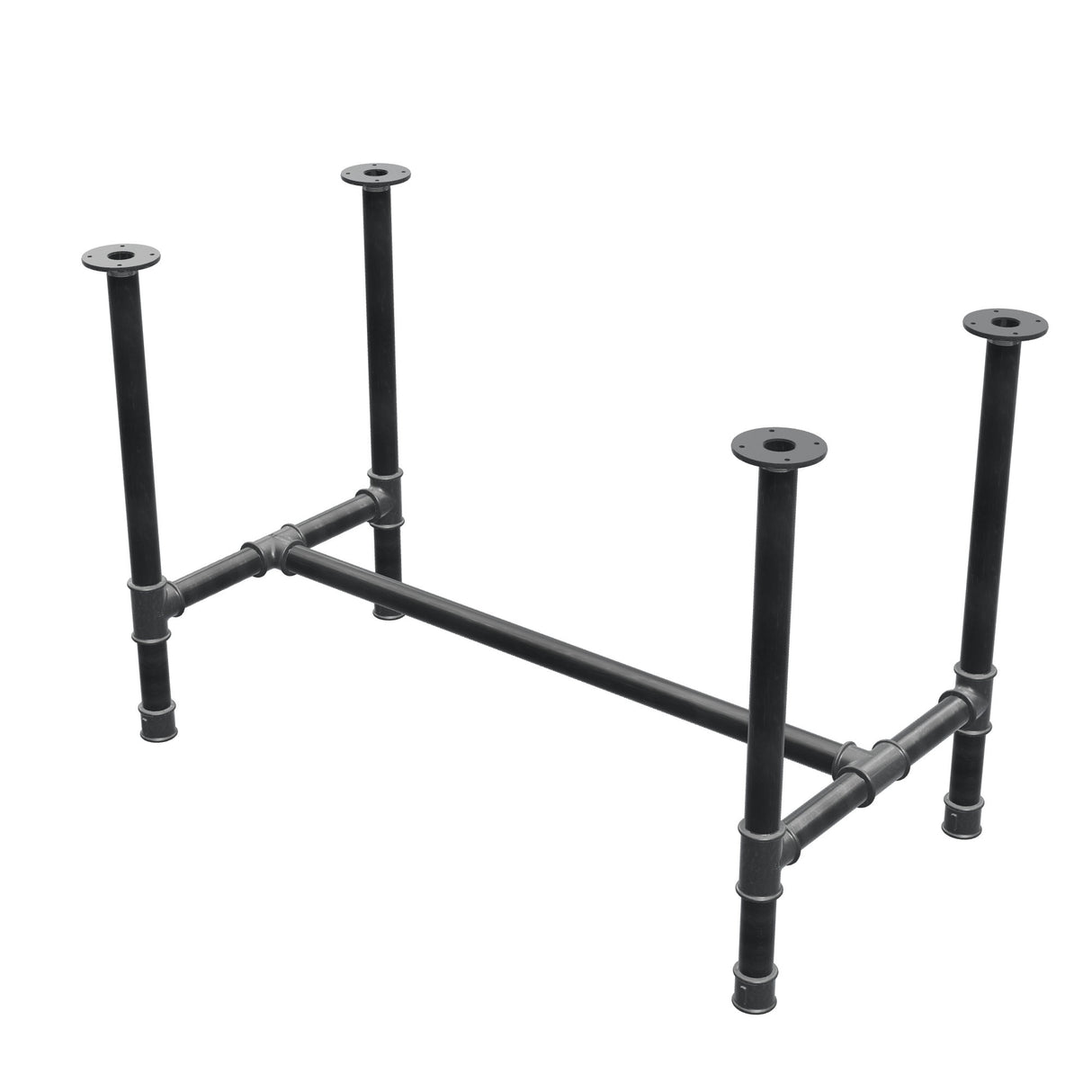 Onderstel voor eettafel, H-frame, gietijzer en staal Ø 42 mm, 116 × 61 cm, hoogte 74 cm