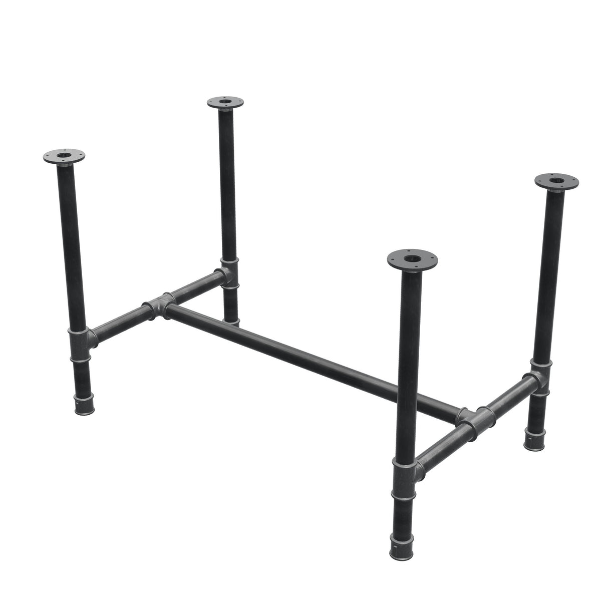 Onderstel voor eettafel, H-frame, gietijzer en staal Ø 42 mm, 116 × 71 cm, hoogte 74 cm