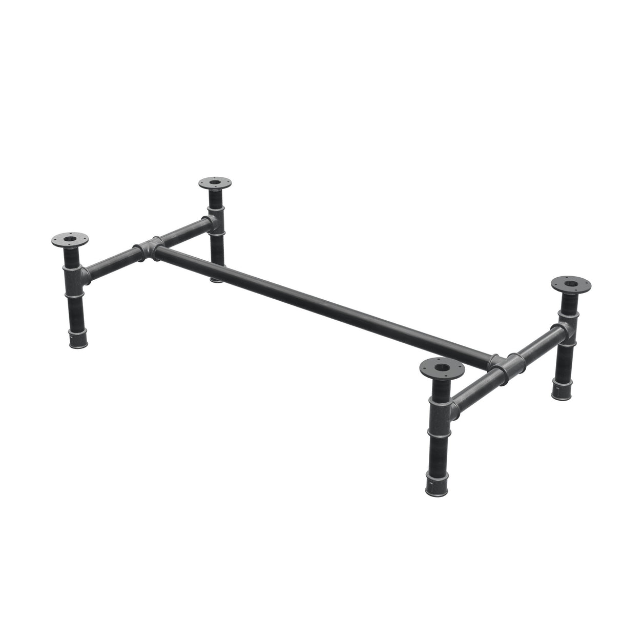 Onderstel voor salontafel, H-frame, gietijzer en staal Ø 42 mm, 136 × 71 cm, hoogte 34 cm