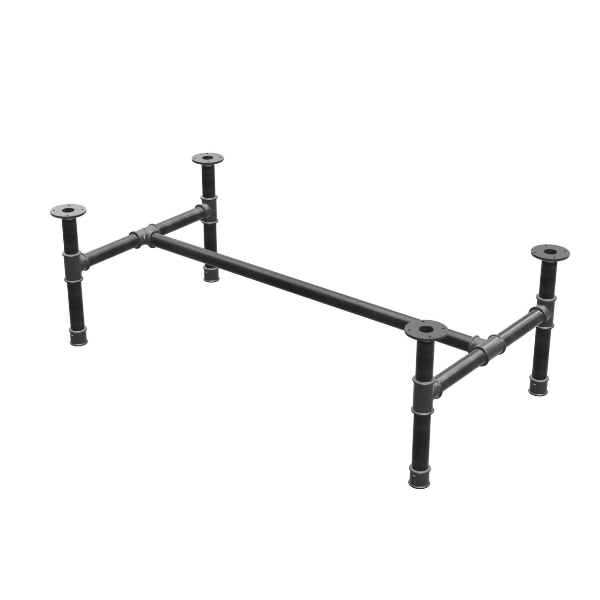 Onderstel voor salontafel, H-frame, gietijzer en staal Ø 42 mm, 136 × 71 cm, hoogte 44 cm