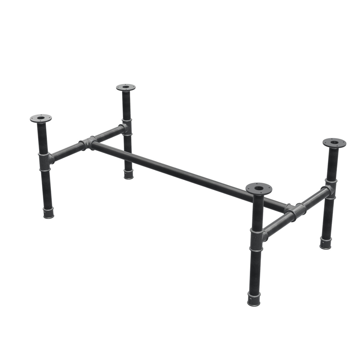 Onderstel voor salontafel, H-frame, gietijzer en staal Ø 42 mm, 136 × 71 cm, hoogte 54 cm