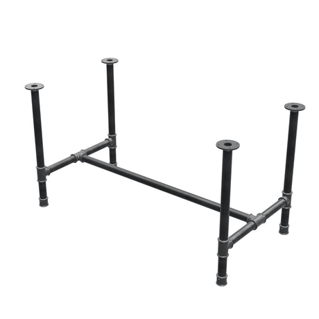 Onderstel voor eettafel, H-frame, gietijzer en staal Ø 42 mm, 136 × 71 cm, hoogte 74 cm