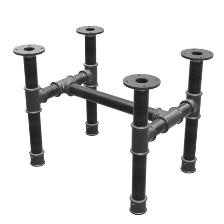Onderstel voor salontafel, H-frame, gietijzer en staal Ø 42 mm, 56 × 41 cm, hoogte 44 cm