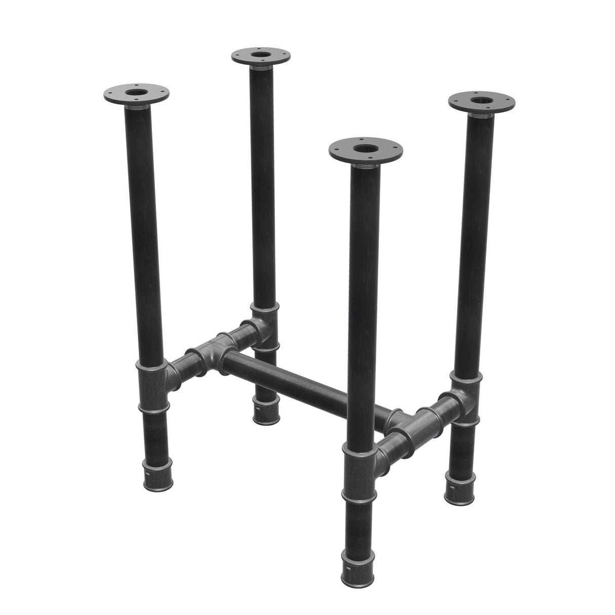 Onderstel voor eettafel, H-frame, gietijzer en staal Ø 42 mm, 56 × 41 cm, hoogte 74 cm