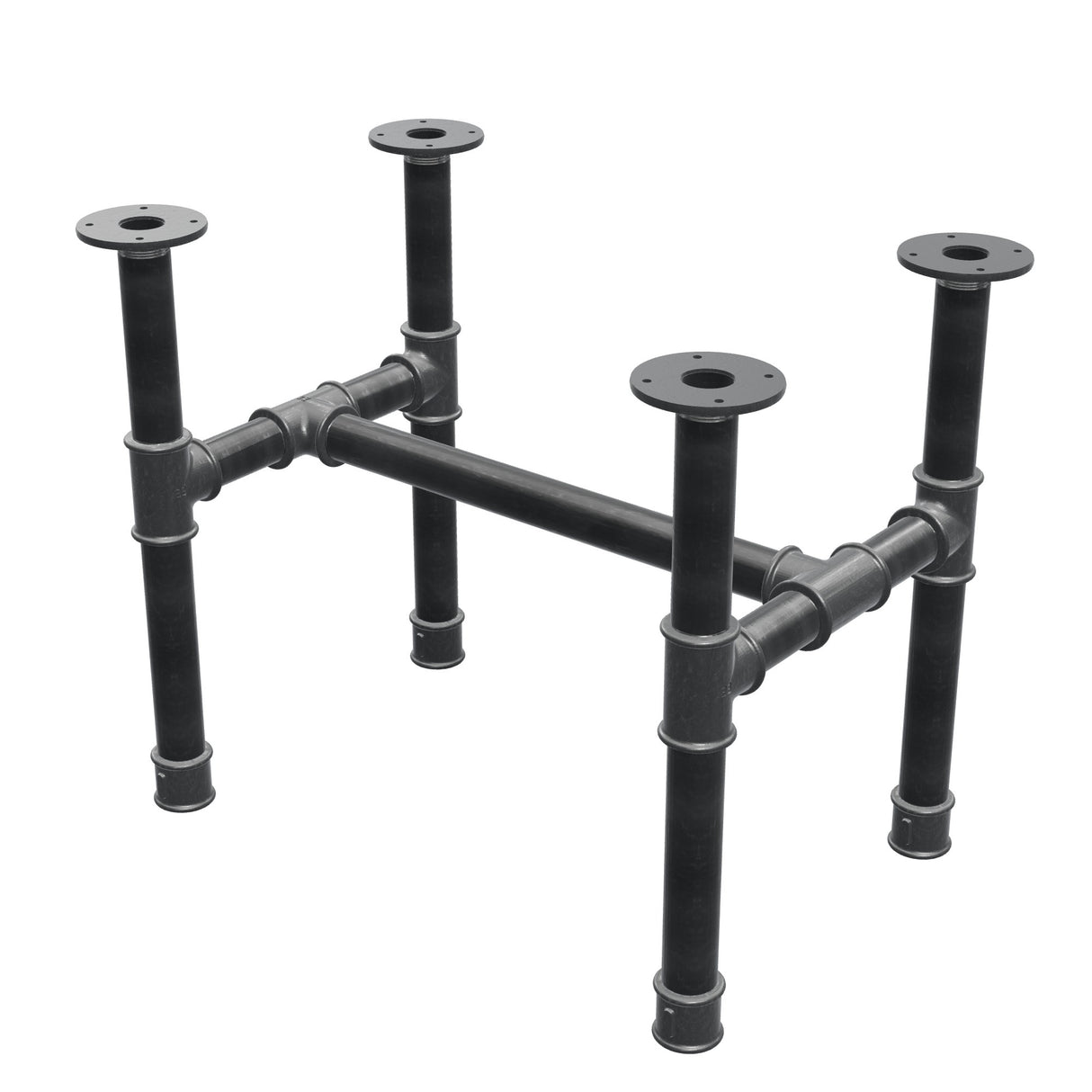 Onderstel voor salontafel, H-frame, gietijzer en staal Ø 42 mm, 66 × 45 cm, hoogte 54 cm