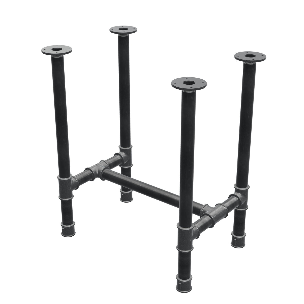 Onderstel voor eettafel, H-frame, gietijzer en staal Ø 42 mm, 66 × 45 cm, hoogte 74 cm
