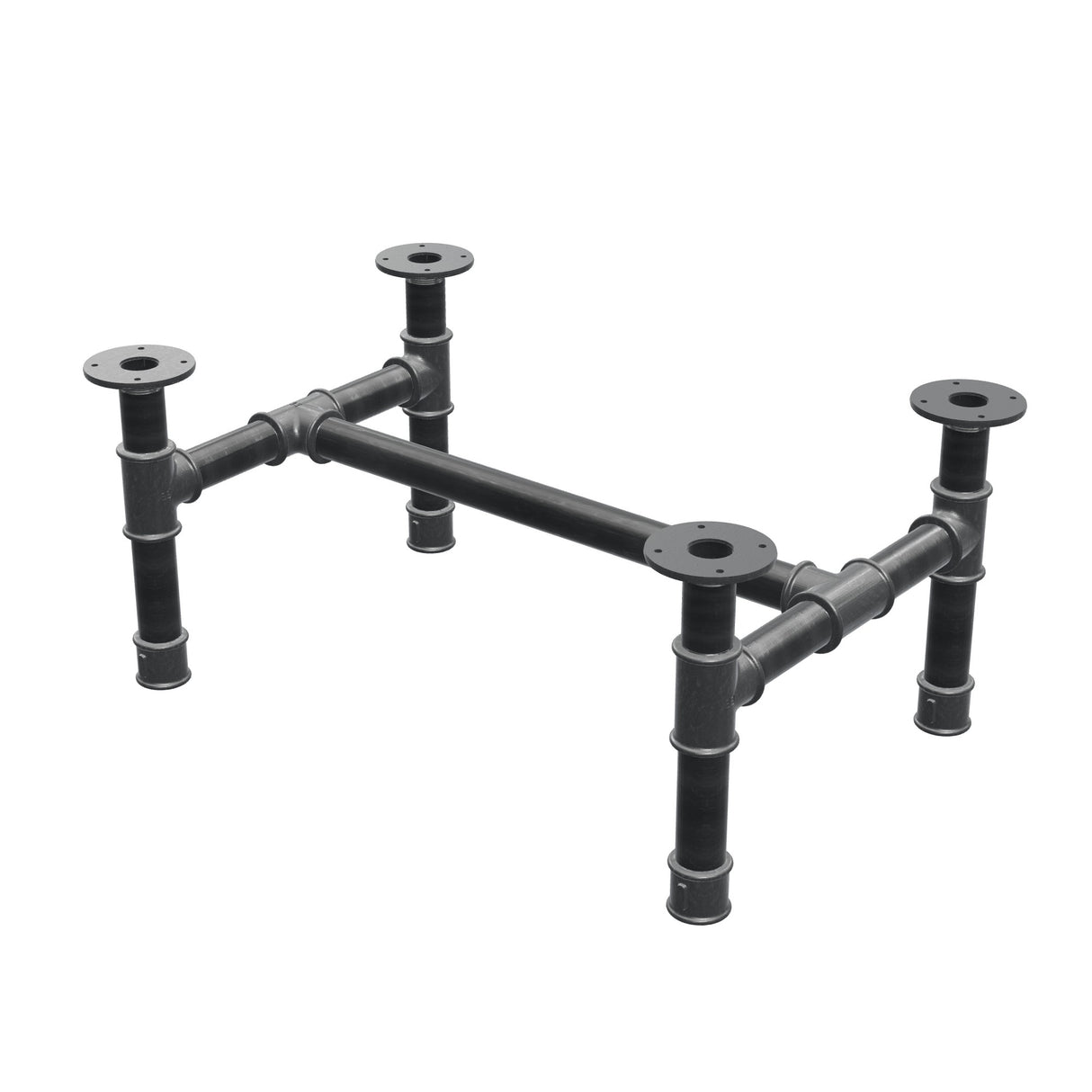 Onderstel voor salontafel, H-frame, gietijzer en staal Ø 42 mm, 76 × 51 cm, hoogte 34 cm