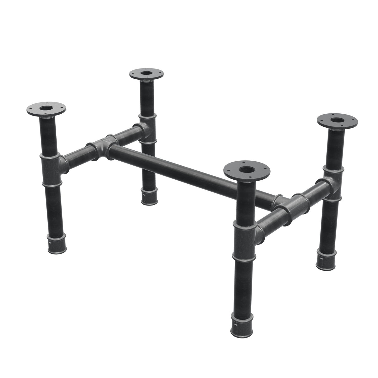 Onderstel voor salontafel, H-frame, gietijzer en staal Ø 42 mm, 76 × 51 cm, hoogte 44 cm