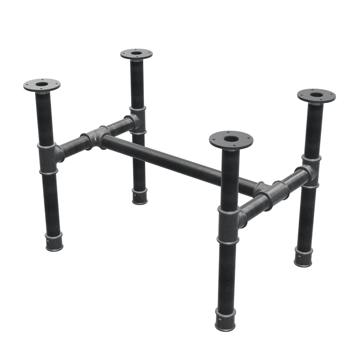 Onderstel voor salontafel, H-frame, gietijzer en staal Ø 42 mm, 76 × 51 cm, hoogte 54 cm