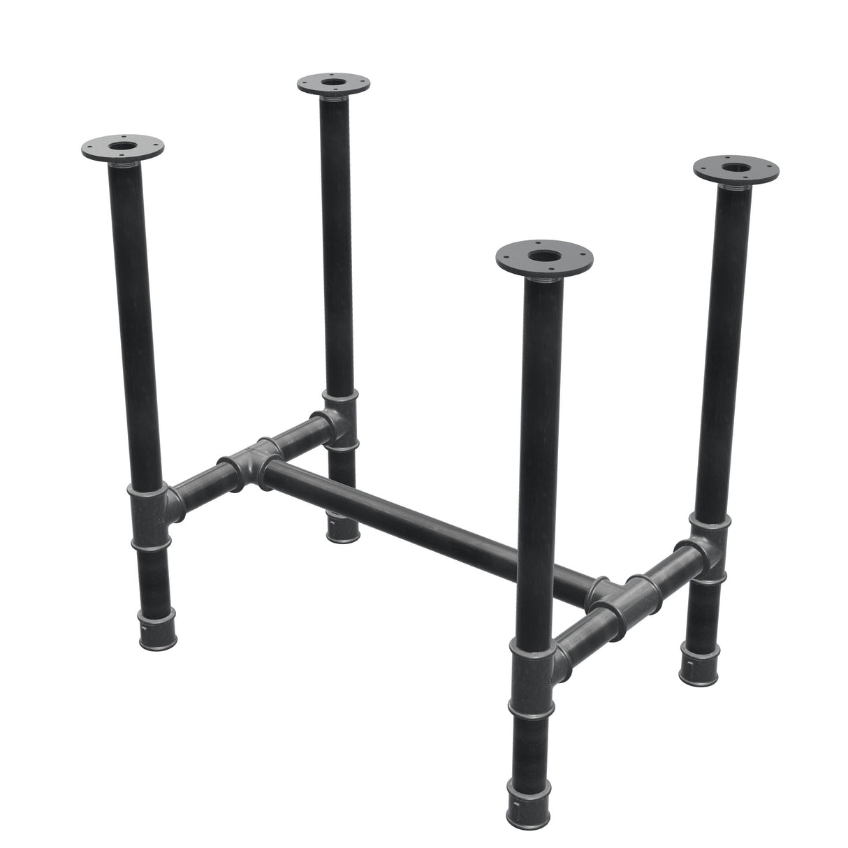 Onderstel voor eettafel, H-frame, gietijzer en staal Ø 42 mm, 76 × 51 cm, hoogte 74 cm