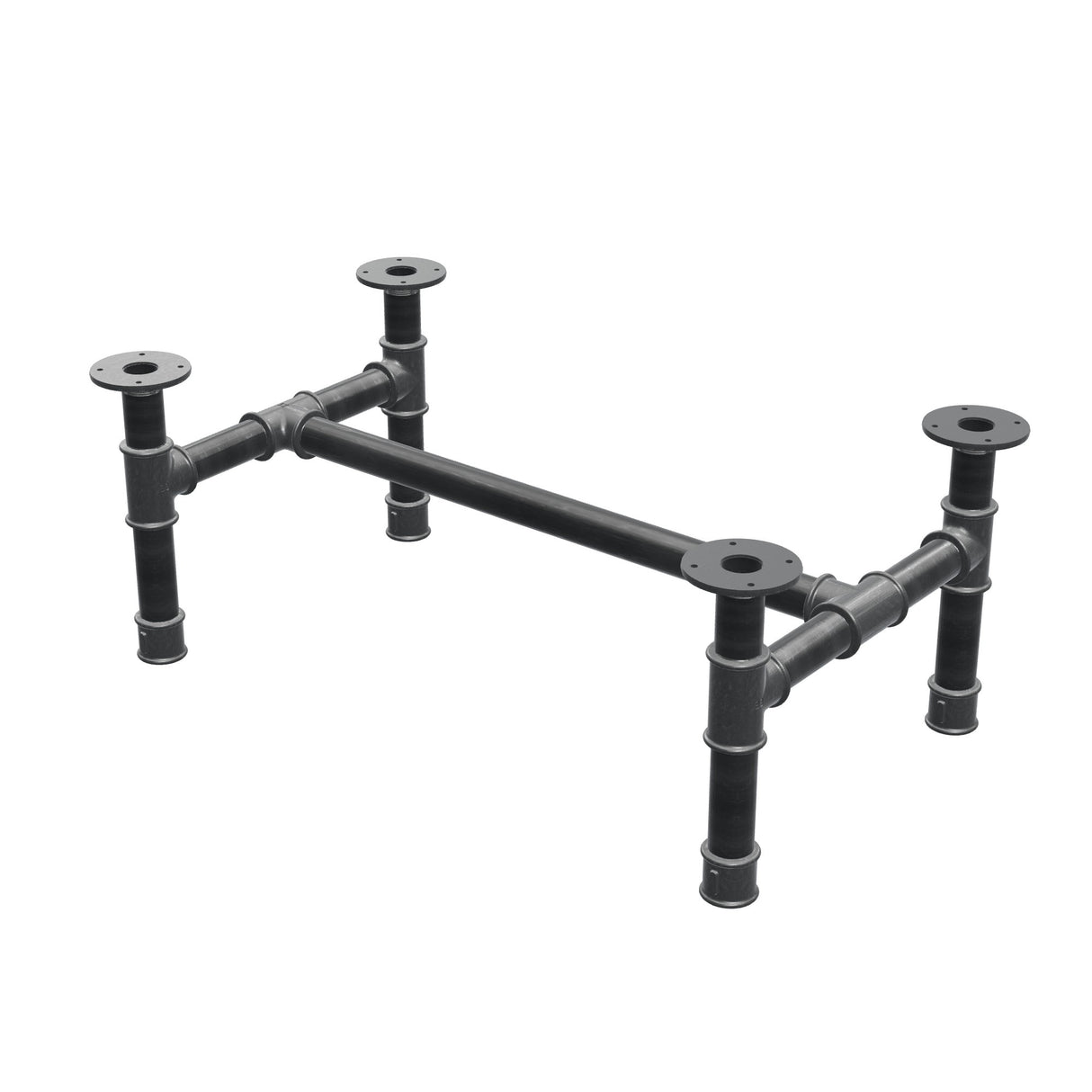 Onderstel voor salontafel, H-frame, gietijzer en staal Ø 42 mm, 86 × 51 cm, hoogte 34 cm