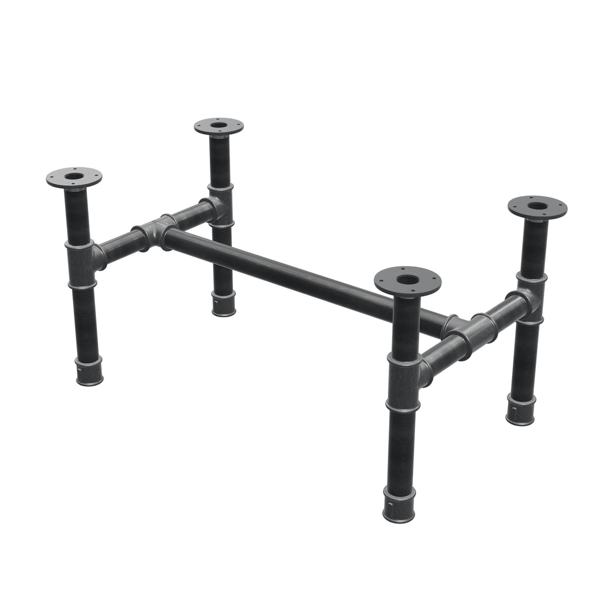 Onderstel voor salontafel, H-frame, gietijzer en staal Ø 42 mm, 86 × 51 cm, hoogte 44 cm