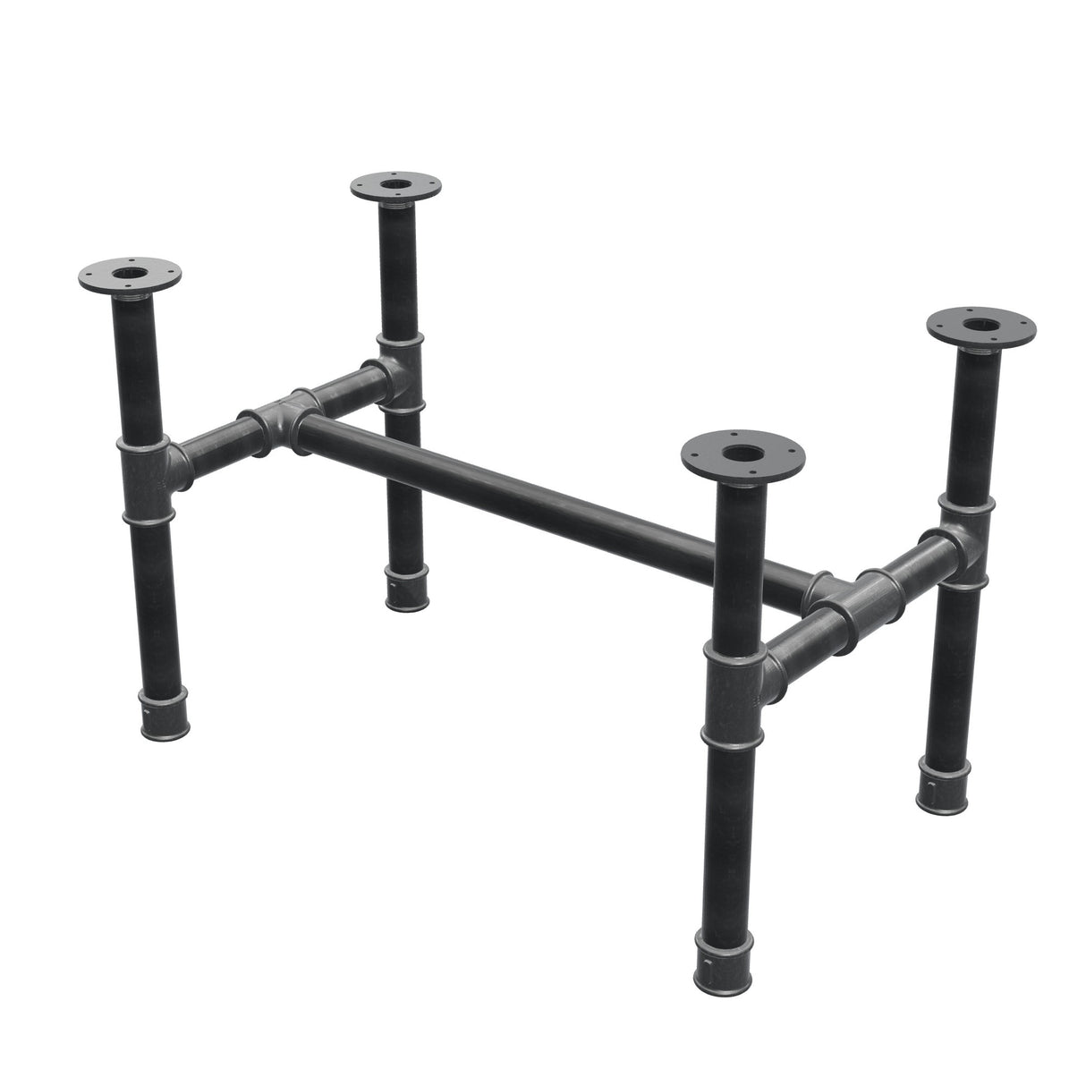 Onderstel voor salontafel, H-frame, gietijzer en staal Ø 42 mm, 86 × 51 cm, hoogte 54 cm
