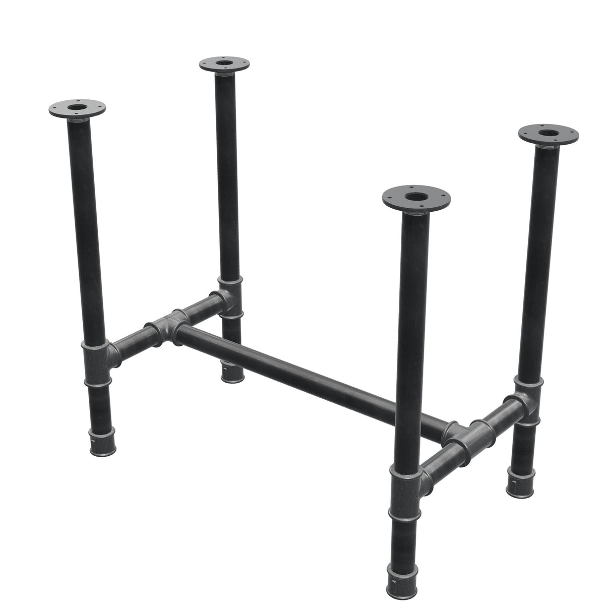 Onderstel voor eettafel, H-frame, gietijzer en staal Ø 42 mm, 86 × 51 cm, hoogte 74 cm