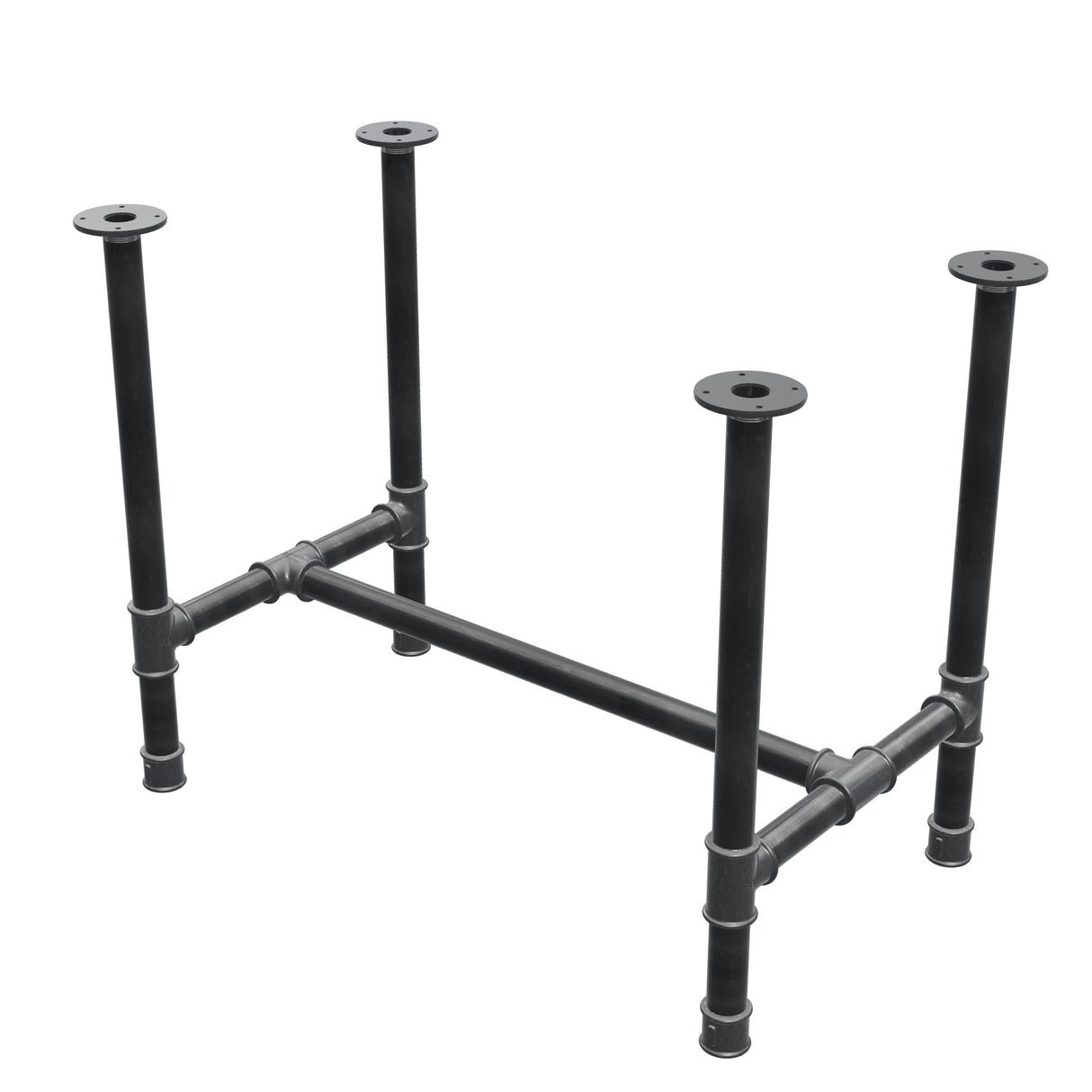 Onderstel voor eettafel, H-frame, gietijzer en staal Ø 42 mm, 96 × 57 cm, hoogte 74 cm