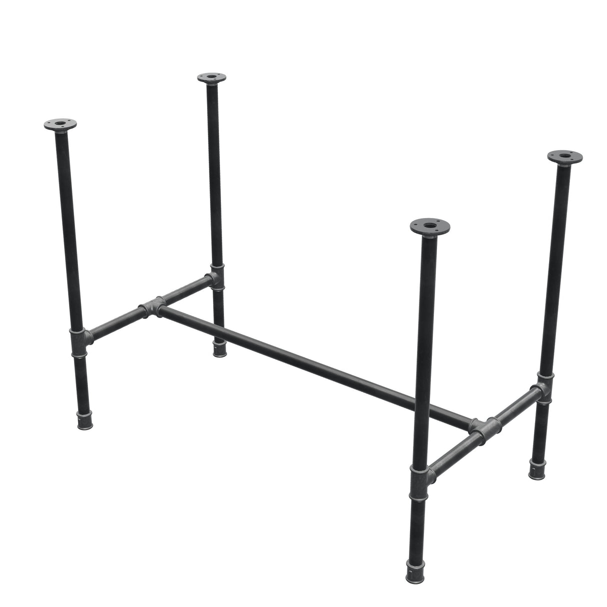 Onderstel voor eettafel, H-frame, gietijzer en staal Ø 27 mm, 101 × 55 cm, hoogte 74 cm
