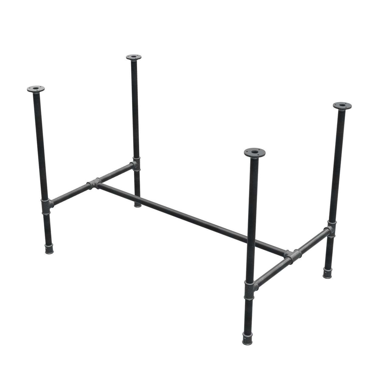 Onderstel voor eettafel, H-frame, gietijzer en staal Ø 27 mm, 111 × 65 cm, hoogte 74 cm