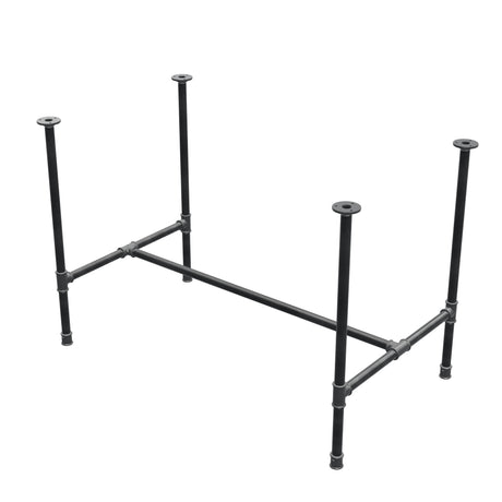 Onderstel voor eettafel, H-frame, gietijzer en staal Ø 27 mm, 111 × 65 cm, hoogte 74 cm