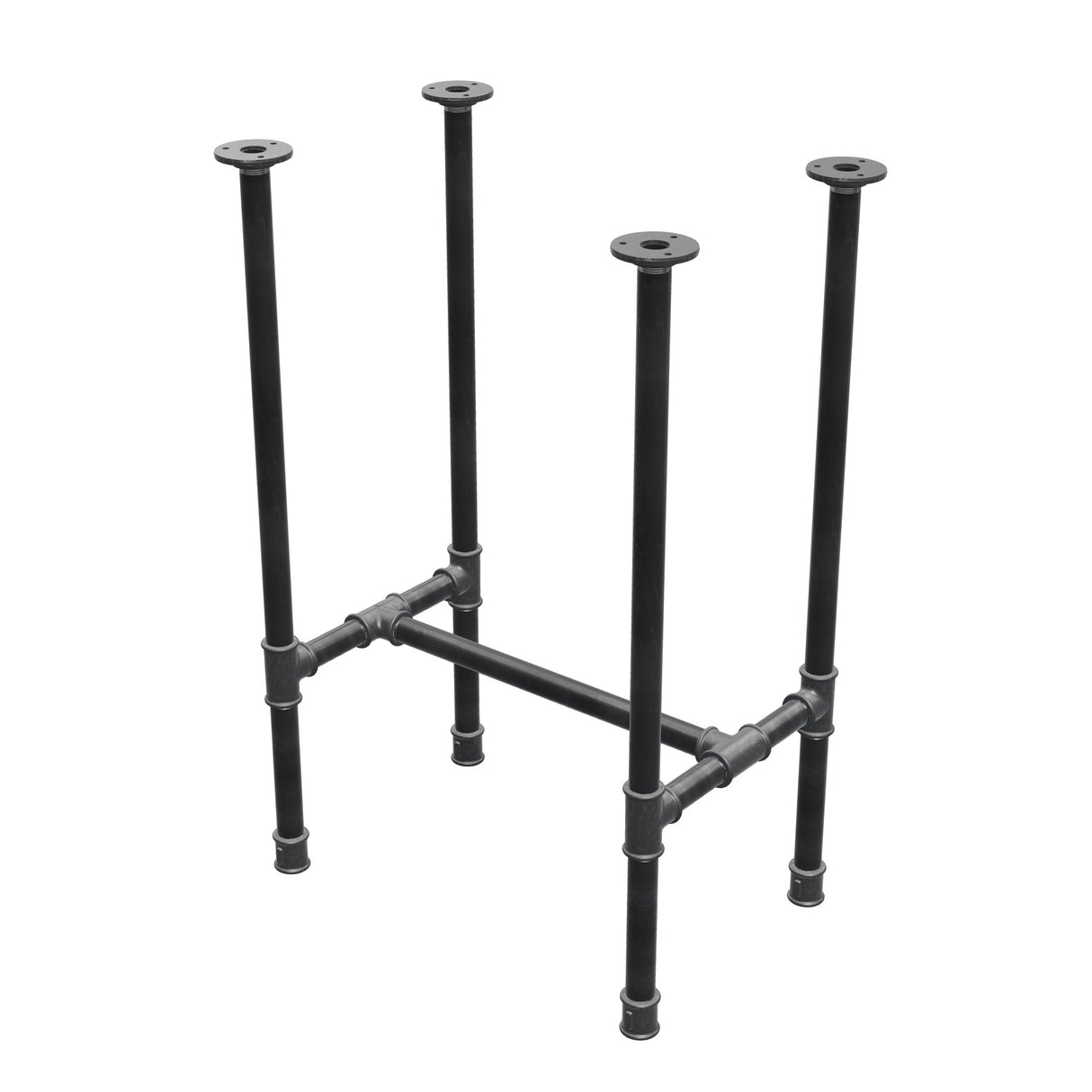 Onderstel voor eettafel, H-frame, gietijzer en staal Ø 27 mm, 51 × 35 cm, hoogte 74 cm