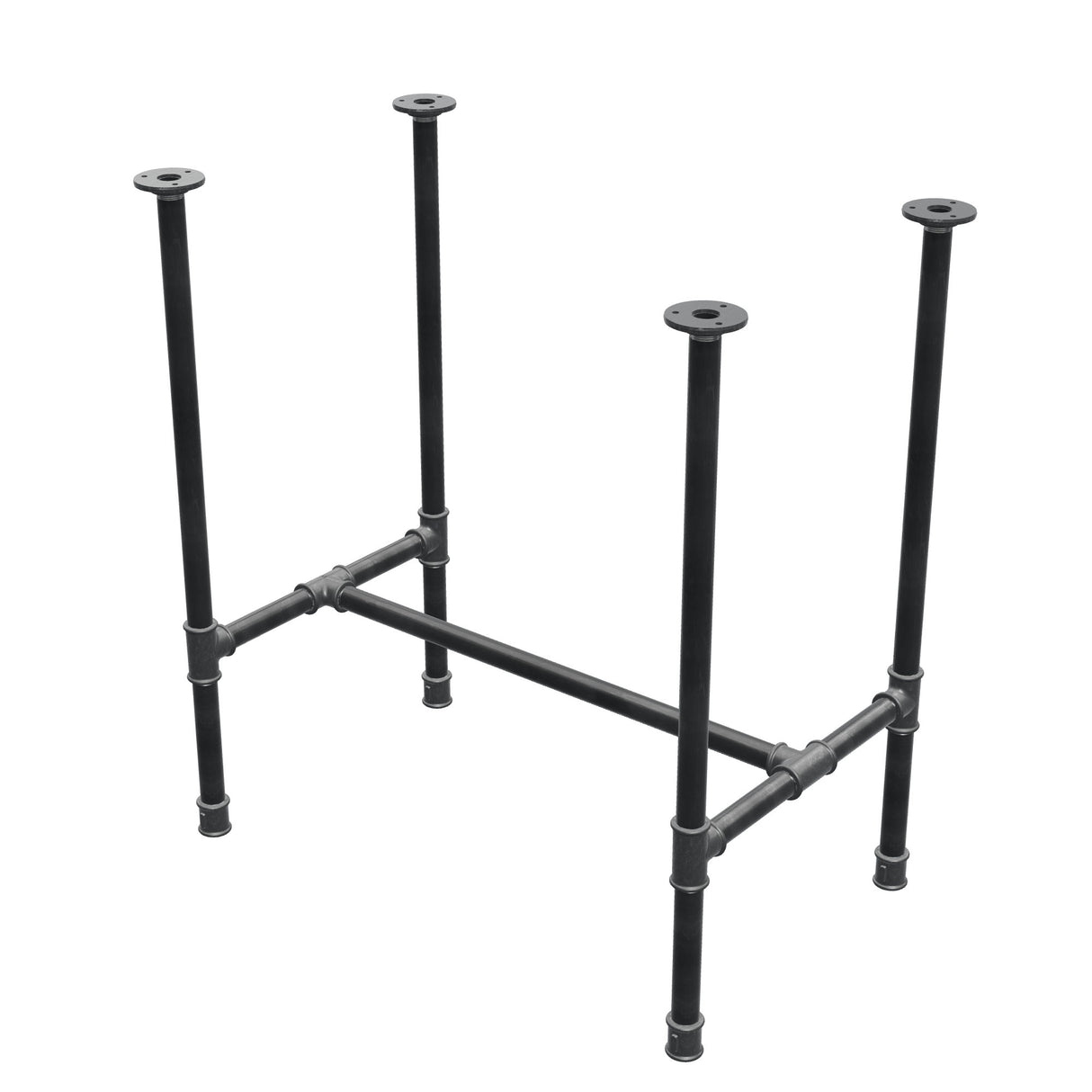 Onderstel voor eettafel, H-frame, gietijzer en staal Ø 27 mm, 71 × 45 cm, hoogte 74 cm