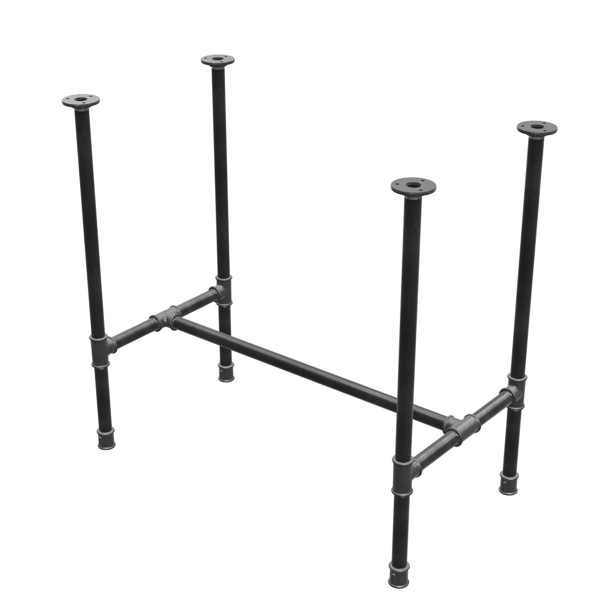 Onderstel voor eettafel, H-frame, gietijzer en staal Ø 27 mm, 81 × 45 cm, hoogte 74 cm