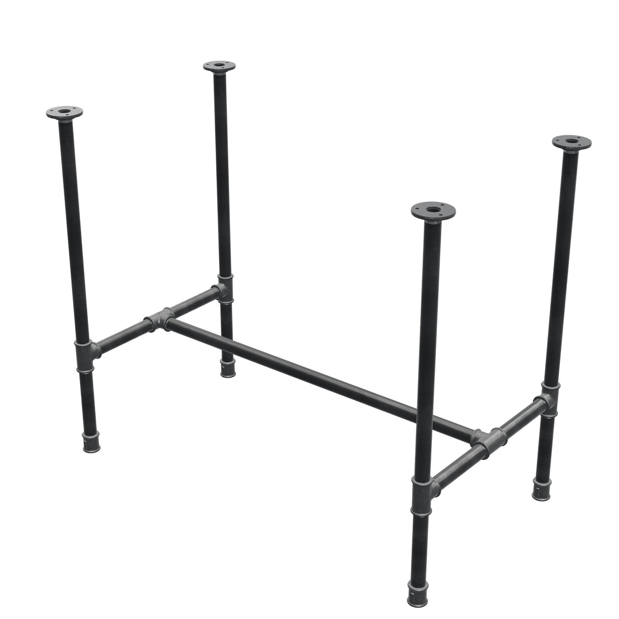 Onderstel voor eettafel, H-frame, gietijzer en staal Ø 27 mm, 91 × 51 cm, hoogte 74 cm