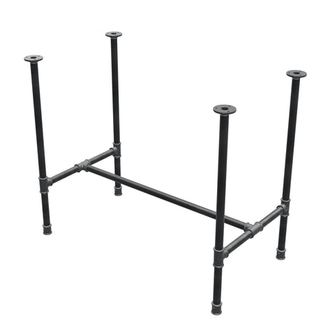 Onderstel voor eettafel, H-frame, gietijzer en staal Ø 27 mm, 91 × 51 cm, hoogte 74 cm