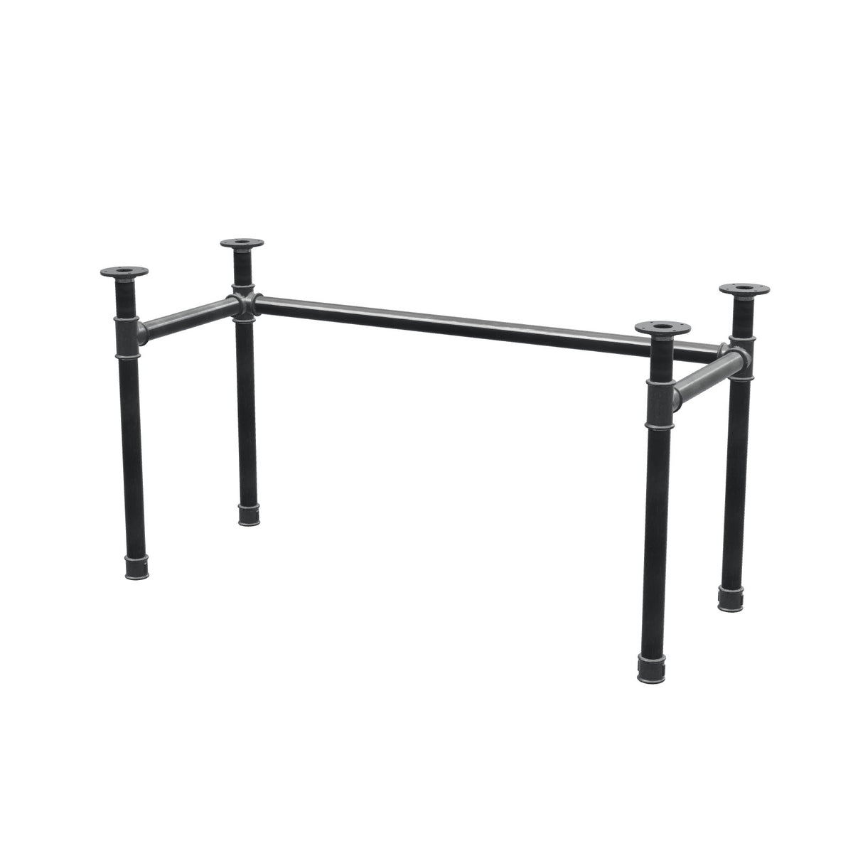 Onderstel voor bureau, U-frame, gietijzer en staal Ø 42 mm, 136 × 56 cm, hoogte 70 cm
