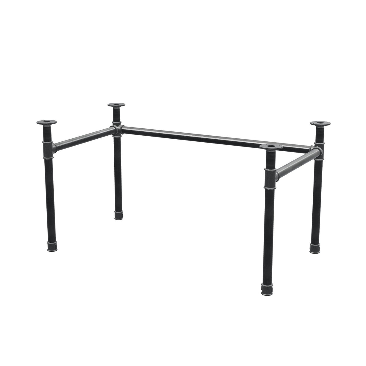 Onderstel voor bureau, U-frame, gietijzer en staal Ø 42 mm, 136 × 76 cm, hoogte 70 cm