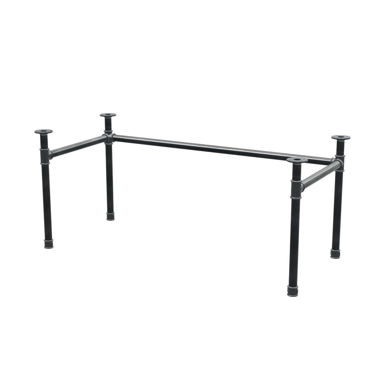 Onderstel voor bureau, U-frame, gietijzer en staal Ø 42 mm, 166 × 76 cm, hoogte 70 cm