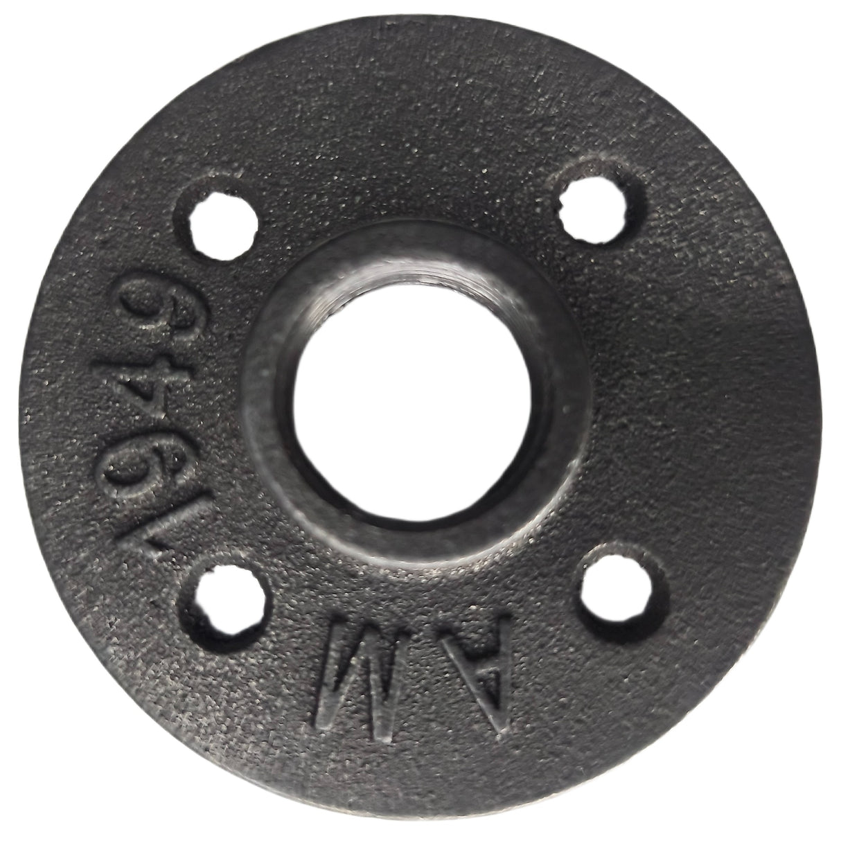 Flens 4 gaten 3/4 inch zwarte gietijzer — bovenaanzicht