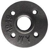 Flens 4 gaten 3/4 inch zwarte gietijzer — bovenaanzicht