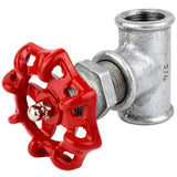 Fitting 3/4'' in afsluiterstijl van gegalvaniseerd gietijzer met rood handwiel 72 mm, roestvrijstalen moer