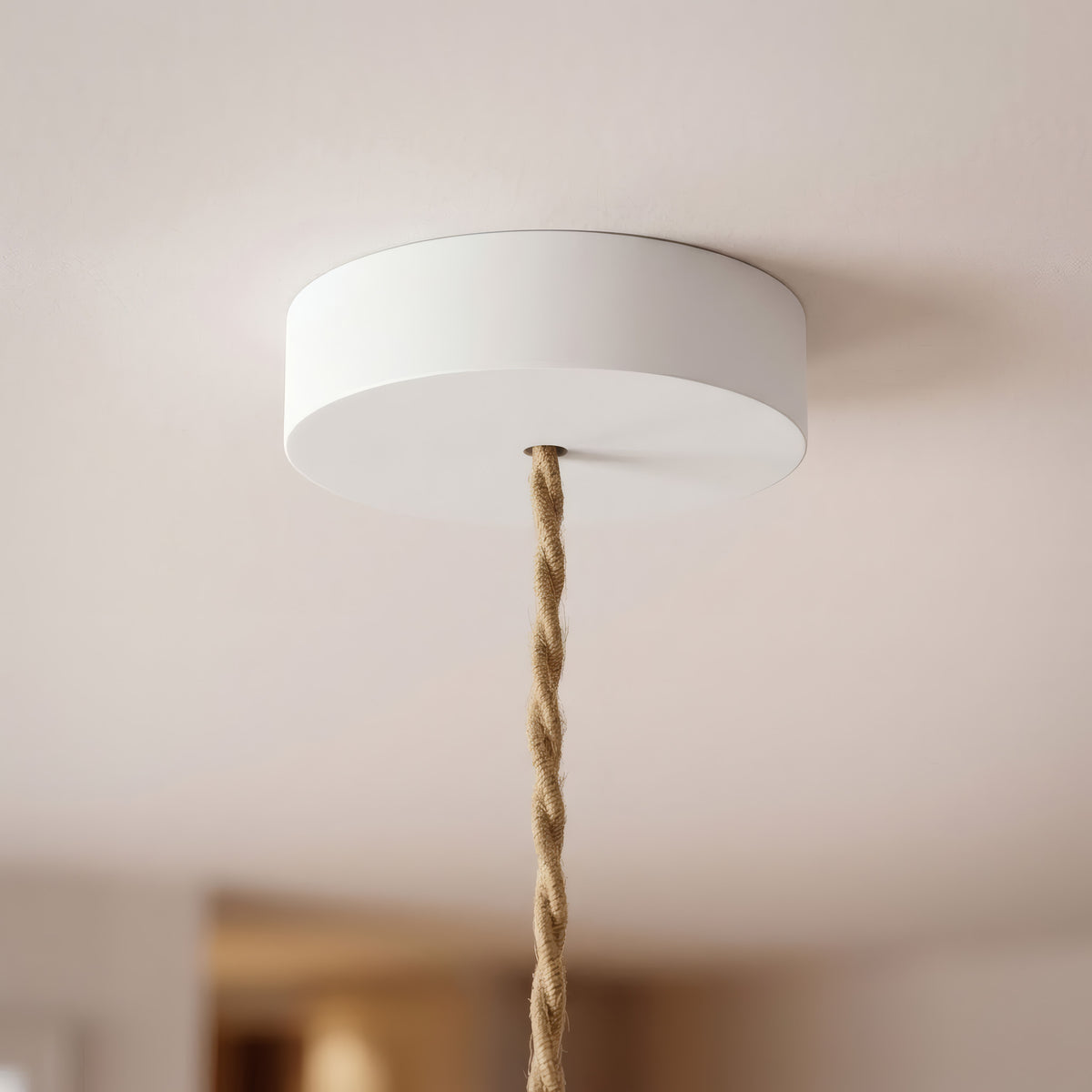 Ronde plafondkap van hout, Ø 120 mm — Wit