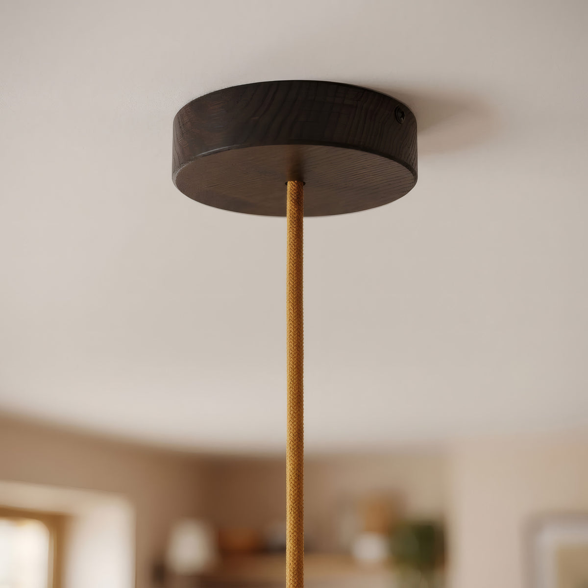 Ronde plafondkap van hout, Ø 120 mm — Wengé-look