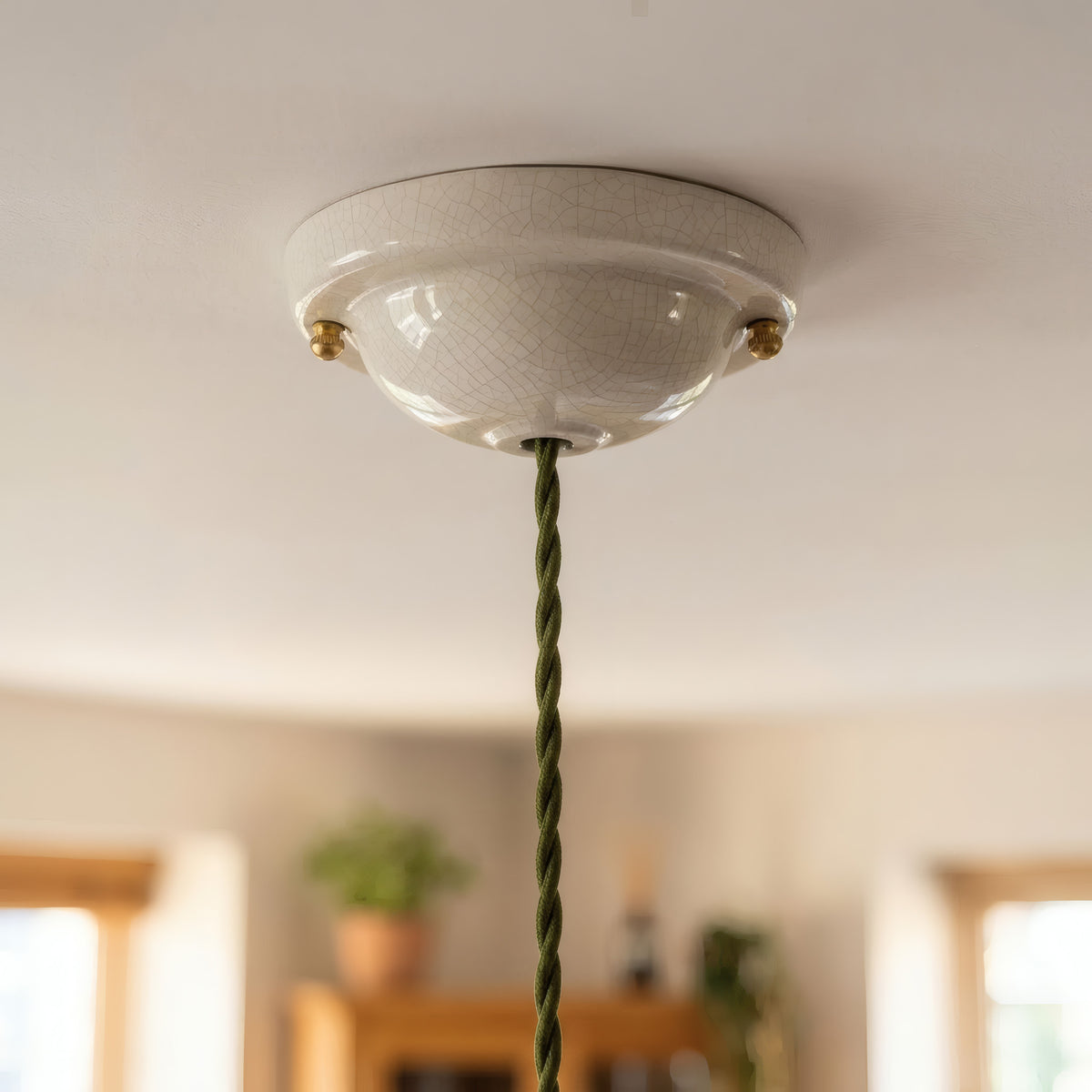 Plafondkap van geglazuurd keramiek — Ø 130 mm / Craquelé-look