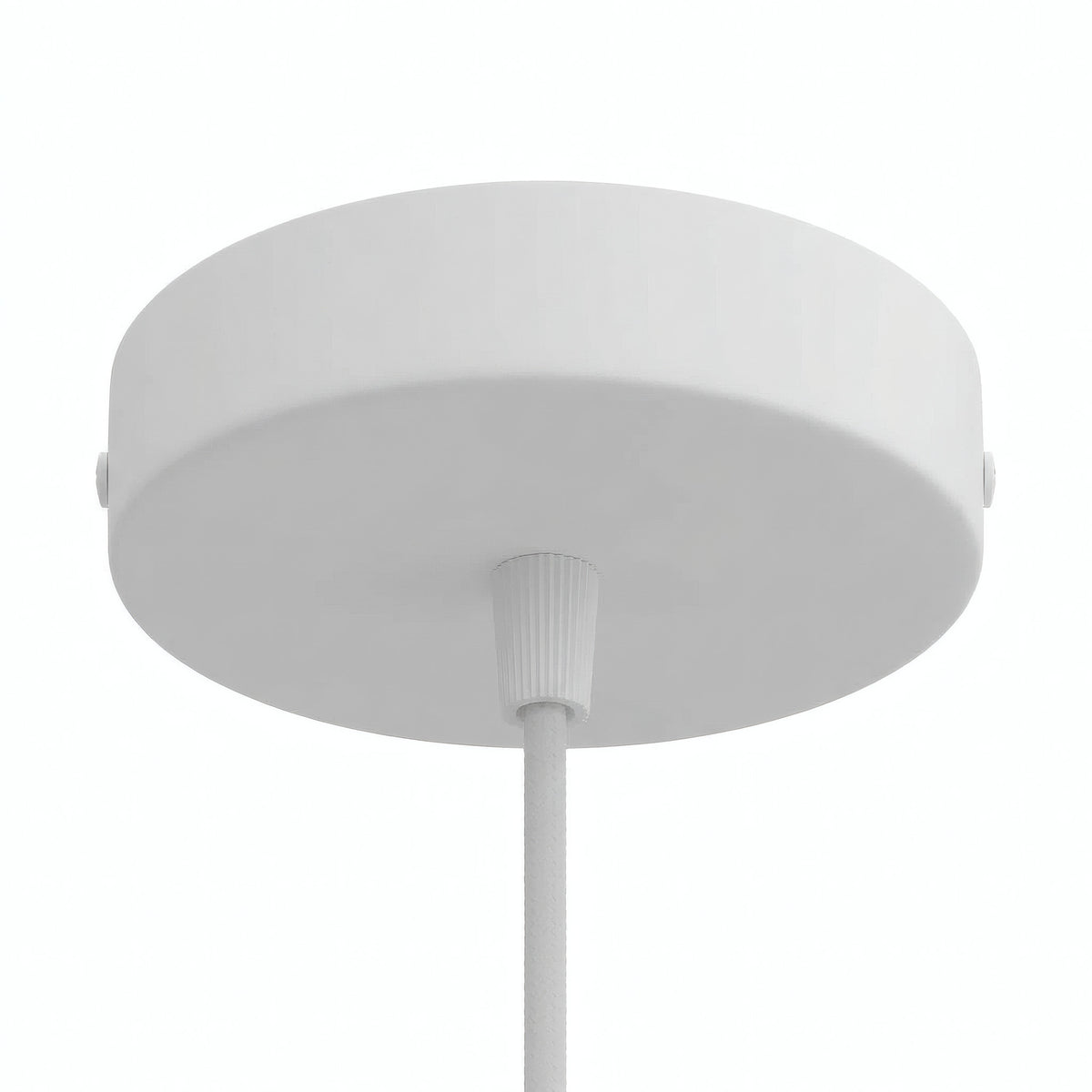 Cilindrische plafondkap van metaal, Ø 120 mm — Conisch thermoplast / Mat wit