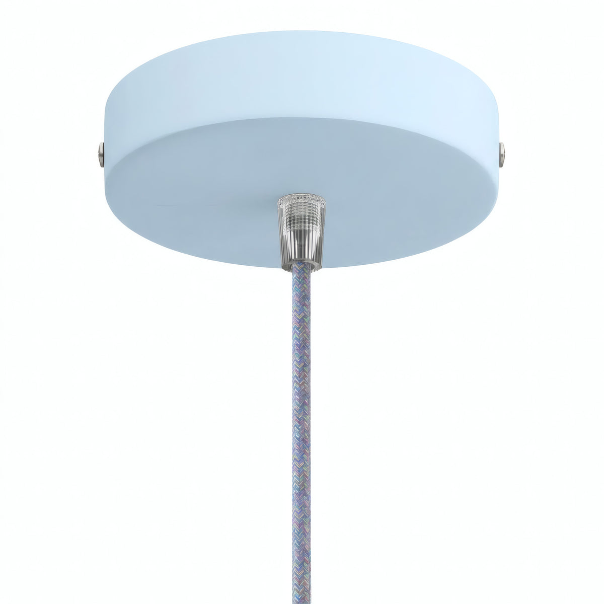 Cilindrische plafondkap van metaal, Ø 120 mm — Conisch thermoplast / Hemelsblauw