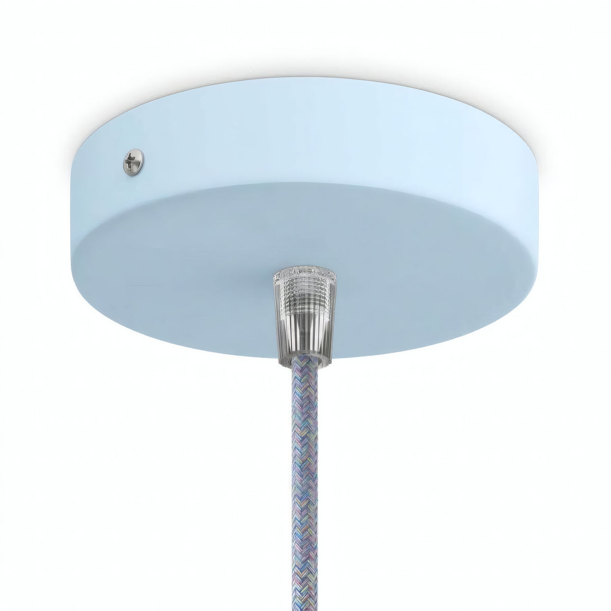 Cilindrische plafondkap van metaal, Ø 120 mm — Conisch thermoplast / Hemelsblauw