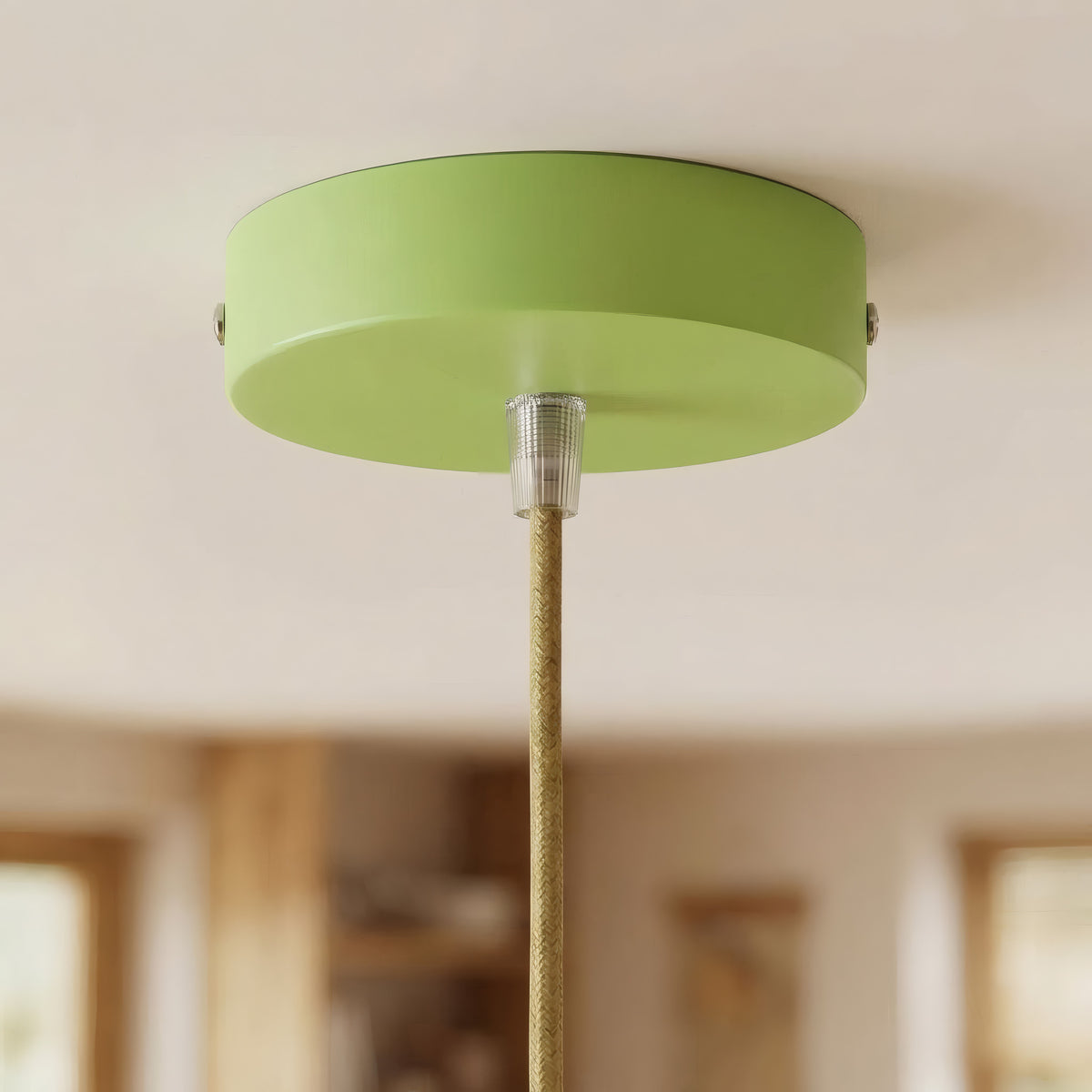Cilindrische plafondkap van metaal, Ø 120 mm — Conisch thermoplast / Grasgroen