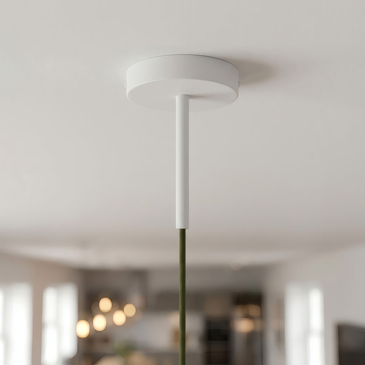 Cilindrische metalen plafondkap met trekontlasting van 15 cm — Mat wit
