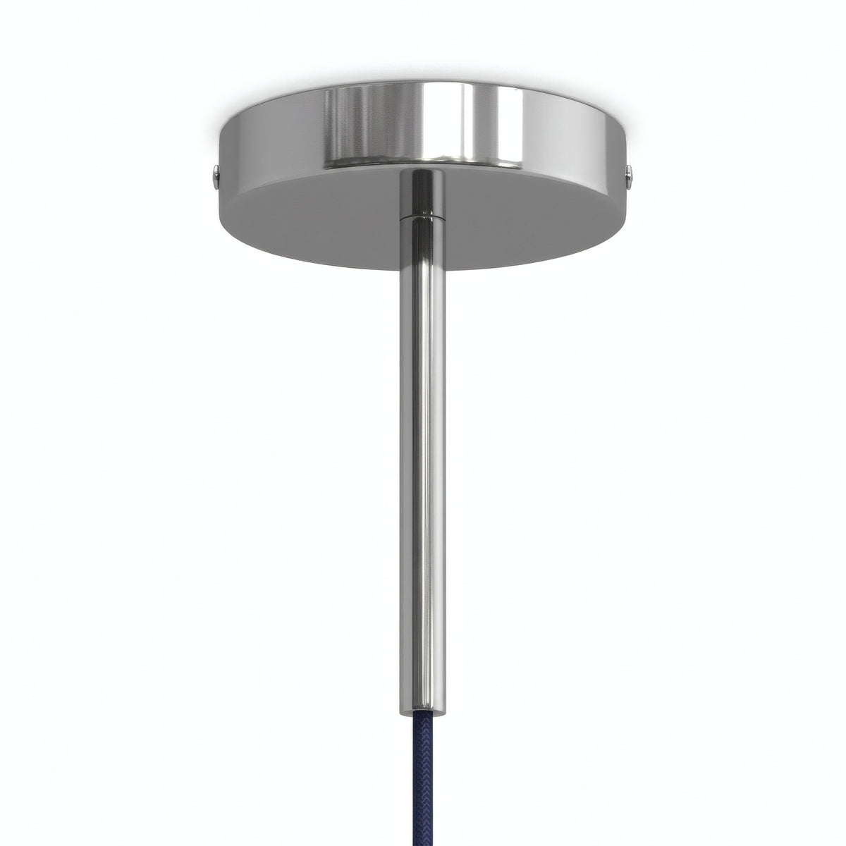 Cilindrische metalen plafondkap met trekontlasting van 15 cm — Chroom